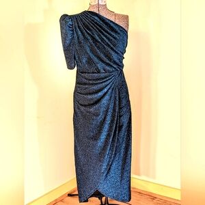 Elegant Blue Metallic Evening Dress